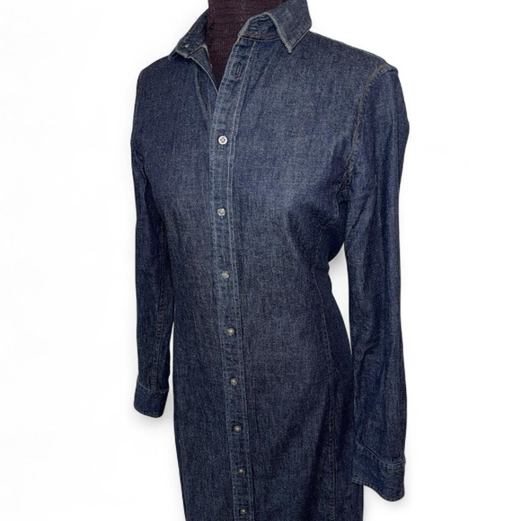 Polo Ralph Lauren long sleeve button down Dark Wash Denim Shirt Dress SZ 6 - Picture 4 of 8